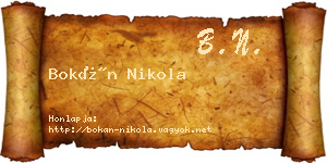 Bokán Nikola névjegykártya